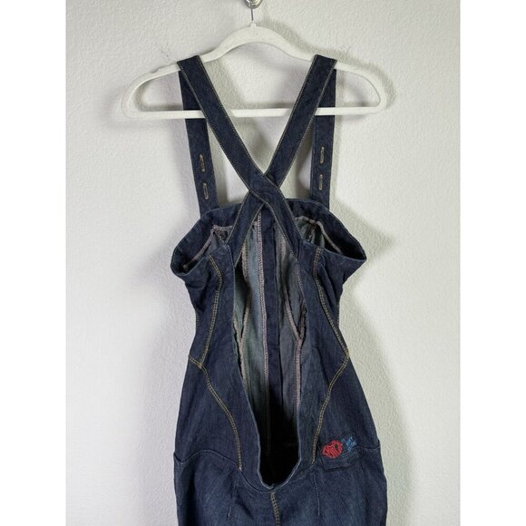 CHICK By NICKY HILTON Blue Denim Jean Overalls Womens Size 28 Adjustable Straps - Picture 3 of 15